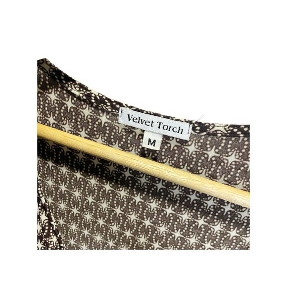 Velvet Torch Dress Womens M Retro Mini Wrap Brown White Whimsical Romantic Y2K - Picture 5 of 5